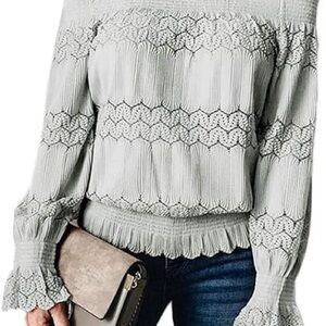 Anthropologie Brand Deletta Gray Riley Open Knit Top Medium M